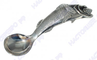 Серебряная ложка для соли «Рыба»